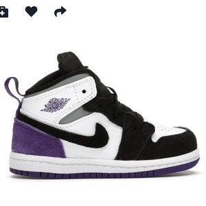 Toddler Girls Nike Air Jordan 1 Mid Varsity Purple' White/Black Sz 7